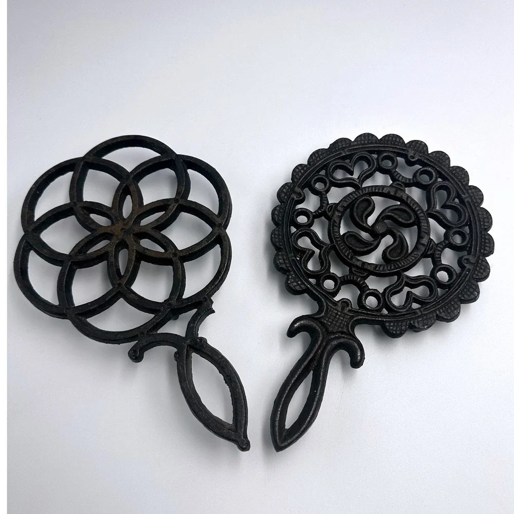 Antique‎ Cast Iron Trivets Napan Rine & Co Boston Mass Victorian Set of 2
